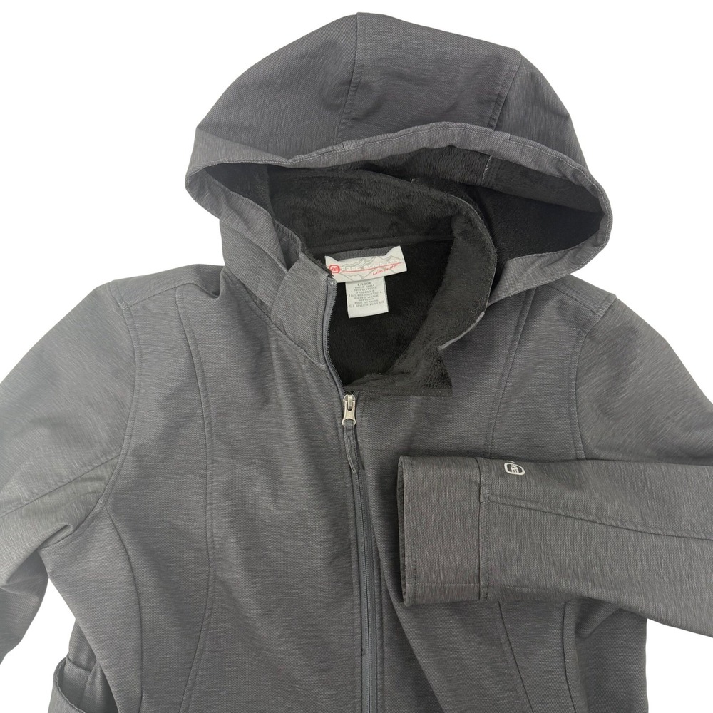 Free Country Softshell Jacket Women Large Grey Fleece‎ Lined removable Hooded